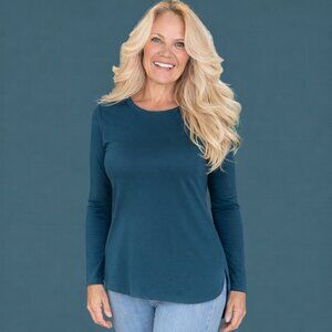 Bamboo Long Sleeve Layering Tee | Teal | Terrera